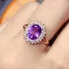 Cluster Rings Fashion Amethyst Ring For Party 7mm 9mm 2ct VVS Grade Natural Silver Solid 925 Woman Jewelry