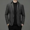 Young and Middleaged Men Leather Suit Business Leisure Striped Professional Jacket Coats 240201