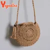 Torby na ramię jogodln okrągłe miękkie papierowe linę Soulder Bag Tassel Summer BEAC i Crossbody Women Ellow Słomka Raanh2421788