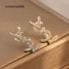 18K Gold Plated Austrian Crystal Letter Stud Earrings for Women European and USA Popular Simple Designer Earrings Wedding Bride Jewelry Gift oorbellen