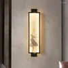 Lâmpadas de parede LED Art Chandelier Pingente Lâmpada Luz Decoração Biewalk Chinês Esmalte Cobre Antigo Padrão Cabeceira Interior Anel