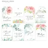 Etiketter Taggar tack TAG Flower Print Papperskort Små varor Present Package Hang Tag Etiketter Bröllopsdekoration DIY Hantverk 48/50st Q240217