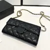 Luxury designer crossbody bag new style gold hardware chain wallet girl clutch bag Built in card holder Fashionable shoulder bag Metal zipper bag Classic CF bag