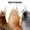 Keychains Faux Fur Fake Tail Pendant Cute Soft With Metal Clasp Key Ring Animal Handbag Decorative Cosplay