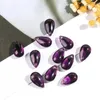 Lustre en cristal violet, 10 pièces, 14mm, goutte lisse, perle, prisme en verre, partie rideau, pendentif, accessoires pour la fabrication de bijoux