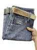 Broek Heren Jeans High-End Modemerk Gedrukte Broek Katoen Herenmode Toevallige Rechte Slanke Broek 240126