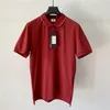 Top da uomo Polo bianca con ricamo rosso T-shirt da ufficio a maniche corte tinta unita Topstoney T-shirt da uomo slim Abbigliamento da uomo casual da uomo Polo M-2XL