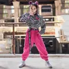 Stage Wear 2024 Enfants Street Dance Hip Hop Vêtements pour filles Hauts à rayures Pantalons cargo rose Lâche Manches longues Jazz Performance BL7336