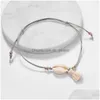 Bracelets de cheville Bohemian Summer Style Shell Gland Pendentif Bracelet de cheville pour femmes Wax String Beach Bijoux Cadeau Drop Livraison Juif Dhgarden Dhihp