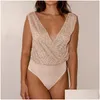 Camisoles Tanks Ladies High Rise Squiented Seveless Best Vest v Neck y Thong Bodysuit Bridesmaid Jumpsuit Drop Delivery Apparel下着Otoe8