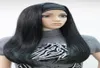 HIVISION 2017 NYTT Fashion 34 peruk med pannband Jet Black Straight Synthetic Women039S Half Hair Wigs19694813968248