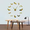ساعات الحائط الخفافيش الكبيرة DIY على مدار الساعة تصميمات حديثة عيد الهالوين ديكور المنزل بدون إطار عملاق مرآة فن مصاص الدماء