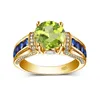Clusterringen rond geslepen 8 8 mm groene Peridot ring goud voor vrouwen trend vrouwelijke sieraden geboortesteen luxe ontwerper cadeau hoge kwaliteit