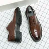 Chaussures habillées Hommes Business Derby Cuir avec pointe pointue Semelle épaisse Durable et antidérapante PU Noir Marron Tailles 38-46