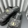 Slippers designer gedrukt kanaal baotou platte sandalen Muilezels letters argyle pantoffels luxe modemerk damessandalen echt leer flip flop casual schoenen heren