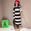 Abiti per ragazze Ragazze Stripe Knit Sweater Dress 2024 Kids Wear Casual Autunno Inverno Manica lunga Calda maglieria Pullover Abiti coreani 4-14