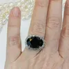 Кольца кластера из стерлингового серебра 925 пробы, настоящее кольцо с обсидианом для женщин, Bizuteria Anillos De 925, ювелирные изделия, драгоценный камень, коробка Anel