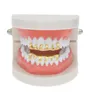 Hip Hop Goud Zilver Grillzs Single Tooth Grillz Cap Top Bottom Grill Bling Aangepaste tanden Vulkanisch gesteente Drop Shape Punk Hip Hop Je7087560