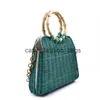 Totes Summer new personality womens bag Z bamboo handle retro rattan woven A handbag one-shoulder messenger strawH24217