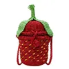 Shoulder Bags Cute Strawberry Rattan Women Wicker Woven Box Crossbody Bag for Girls Handmade Summer Beach Straw Small PurseH24217