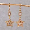 Dangle Oorbellen Trendy 18k Goud Verkoperd Drop Star Witte Zirconia Voor Vrouwen Meisjes Mode-sieraden Accessoires Huwelijkscadeau