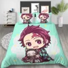 Conjuntos de cama dos desenhos animados demon slayer conjunto de cama capas edredão japão anime 3d impresso consolador conjuntos roupa cama (sem folha)