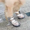 Stivali per abbigliamento per cani 4 pezzi Scarpe impermeabili per cani durevoli e regolabili per animali domestici all'aperto con strisce riflettenti