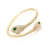 2024Bulgarilies Bracelet Designer Women Top Quality Full Diamond Snake Ring Women's Green Eyed Snake Head Double Head Snake Bracelet With Adjustable Openingq5
