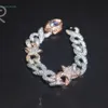 Bracelet en diamant Moissanite, chaîne cubaine, 18mm, 8 VVS, expédition rapide, ligne d'arc en œil du diable épais, bijoux fins en argent Sterling 925