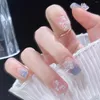 Falska naglar Gradient Clear Blue Press-On Stylish Design for Women and Girls Nail Decor