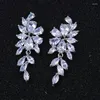 Baumeln Ohrringe Marquise Blume Zirkonia Kristall Irrtümer Für Frauen Trendy Shiny Blatt CZ Stein Elegante Hochzeit Schmuck Party Aretes