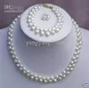 New Fine Genuine Pearl Jewelry Set Natural 78mm natural white pink cultured akoya pearl necklace bracelets earring2464140