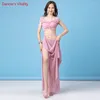 Vêtements de scène pour femmes, vêtements d'entraînement de danse du ventre, jupe orientale sexy pour débutants, maille pour femmes, tenue de danse du ventre, 2024