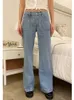 Damen-Jeans, lässige Damen-Jeans mit niedrigem Bund, gerade Jeans, amerikanische Mode, Straßenkleidung, Taschen, weites Bein, Denim-Hosen, Damen-Sommer-Retro-Taschenhose J240217