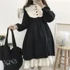 Abiti casual in stile giapponese Autunno donna ad alta vita Slide-color Contrast Ruffled Sweet Lolita Princess Kawaii Abbigliamento