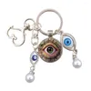 Porte-clés Time Gem KC GoldKeychain Cowhide Evil Eye Key Ring Unique Femmes Bijoux Cadeau