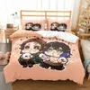 Beddengoedsets Anime Demon Slayer Dekbedovertreksets met hoes Polyester Tieners Kinderbeddengoed Set Volledige Queen Kingsize Cartoon beddengoed