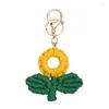 Keychains Creative Sunflower Flower Keychain Backpack Bags Metal Buckle Hangings For Women Bohemian Hand Woven Color Blocking
