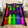 Beddengoedsets Tienerjongens Gamer-dekbedovertrek Queen/King SizeJongens Gamepad Trooster CoverZwart ic Retro Gaming Polyester Dekbedovertrek