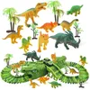 153 pièces bricolage dinosaure électrique Rail voiture ferroviaire jouet ensemble Flexible modifiable assemblé blocs de construction piste pour garçon enfants jouets cadeau 240131