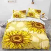 Conjuntos de cama girassol conjunto capa edredão rei/rainha tamanho 3d impresso natureza conjunto impressão decoração plantas botânicas amarelo consolador capa