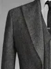 Herenpakken 3-delig pak voor heren Tweed Vintage wollen jas Broekvest Hoge kwaliteit op maat grijze visgraat