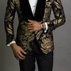 Floral Jacquard Blazer for Men Prom African Fashion Slim Fit with Velvet Shawl Lapel Male Suit Jacket Wedding Groom Tuxedo 240125