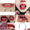 Grillz Dental Grills 1Pc Punk Draca Septum Piercing Tiger Tooth Nail Stainless Steel C Rod Lip Ring Zomibe Vampire Teeth Decoration Dhvli