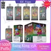 Original Bang King 15000 puffs engångsvapa Vape penna puff 15k puffvap 25 ml Förspädda patroner Pod 650 mAh laddningsbar batteri LED -ljus Färgpaket 10 smaker 0% 2% 3% 5% 5%