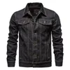 Vestes en Denim à revers solide pour Hommes, mode moto Jeans Hommes Slim Fit coton décontracté manteaux noirs et bleus 2023 240220