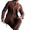 Mäns kostymer Elegant tweed för män Slim Fit Fashion Formal SMART CASURE Made 3 Piece (Jacket Pants Vest) Dräkt Homme 2024