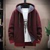 Vinterfleece tröjorcoat män tjock varm huva Kinted herrtröja Cardigan Solid Casual Knitting Jacket Male Clothing 240125