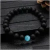 Bärade handgjorda matt onyx pärlor naturliga stenar armband för män kvinnor hematit sten lava semiprecious smycken gåva drop dhgarden dhgbm