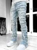 Mode broderie Patchwork marron Baggy hommes Jeans Pantalon mâle Y2K vêtements droit Hip Hop coton Pantalon Homme 240124